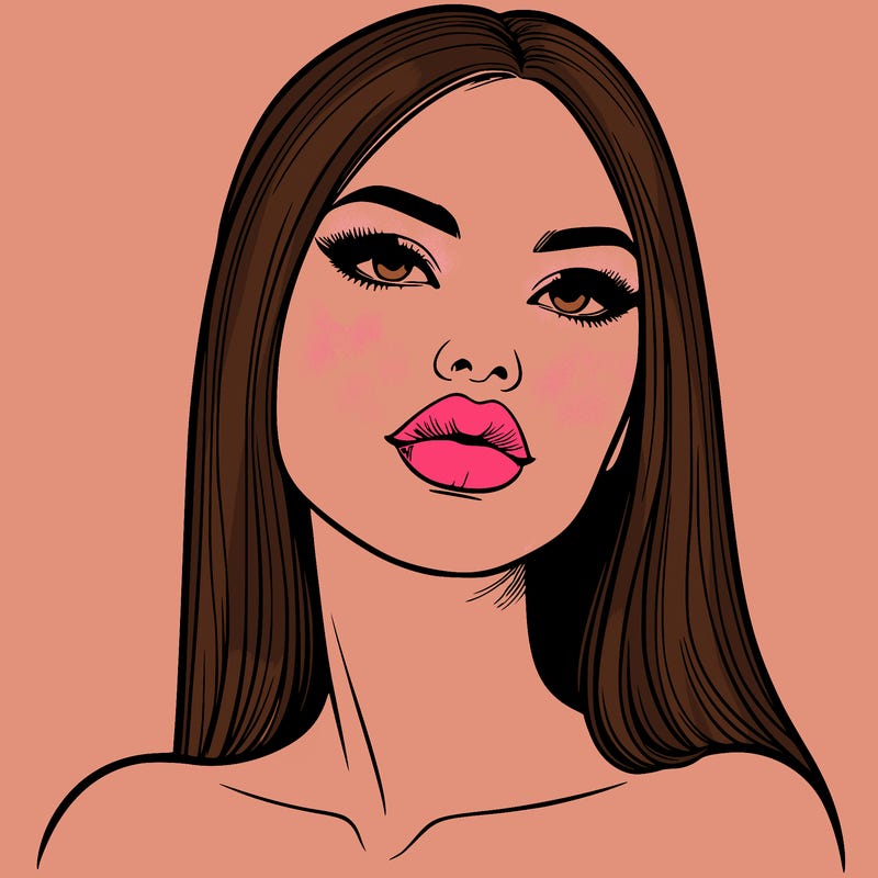 realistic woman with full lips