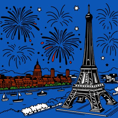 tour eiffel with fireworks