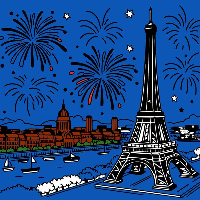 tour eiffel with fireworks