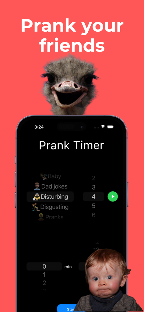 Streich-Timer-Oberfläche in der Furzgeräusche und Lustige Geräusche App