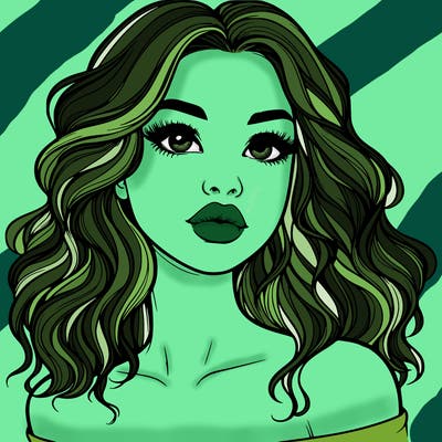 realistic girl with wavy hair and lips