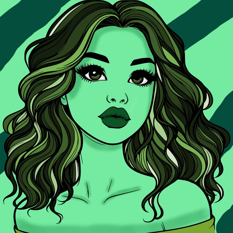 realistic girl with wavy hair and lips