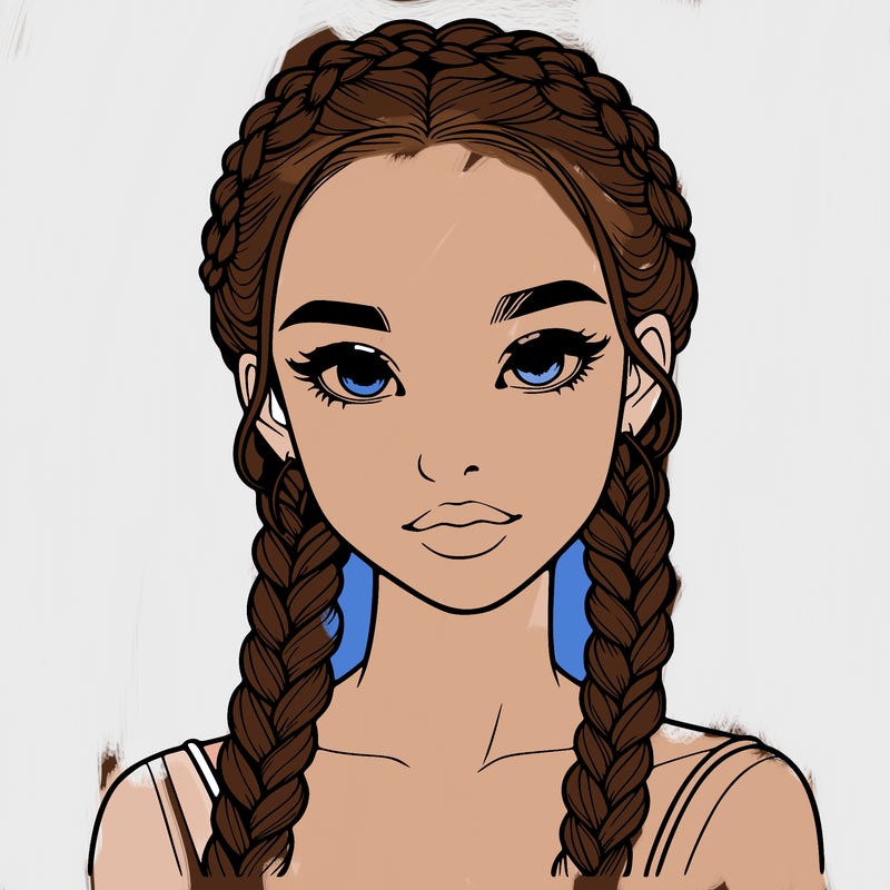 realistic girl with braids