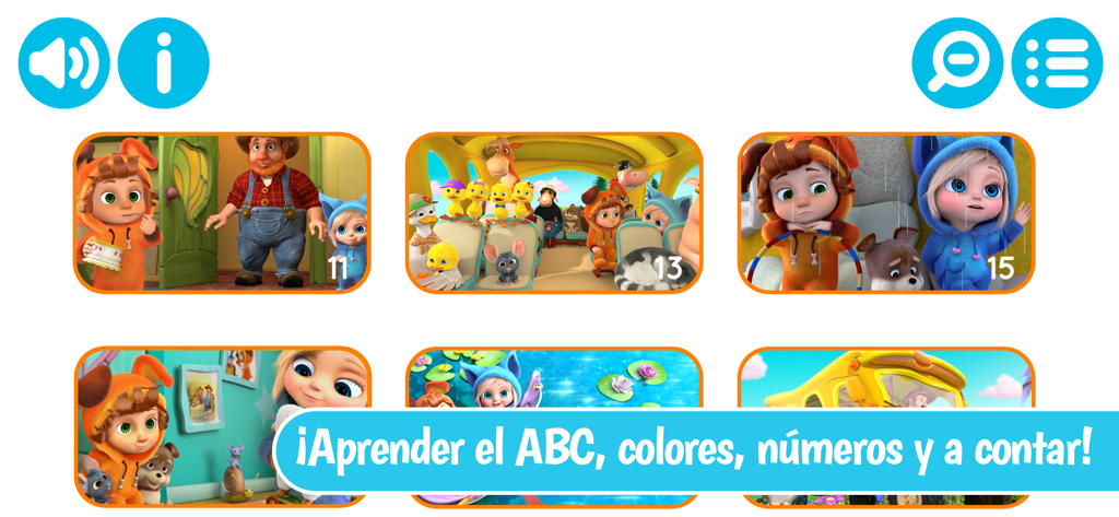 Canciones InfantiIes - Dave and Ava Spanish educational video selection menu for toddlers