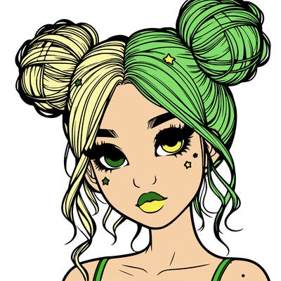 realistic girl with space buns