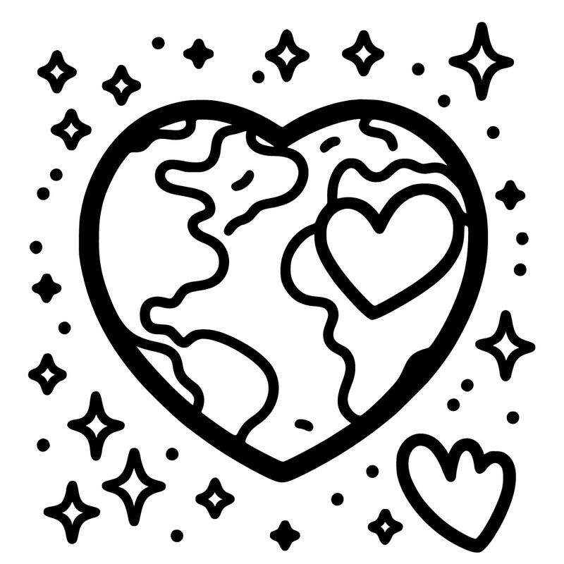 earth with a heart around it
