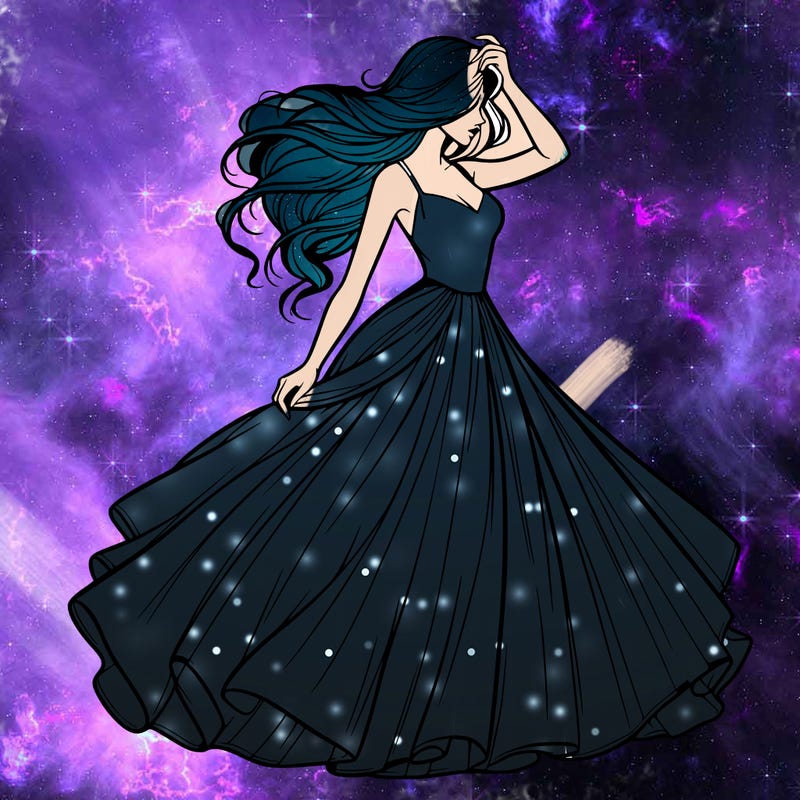 realistic woman with dress flowing in the wind