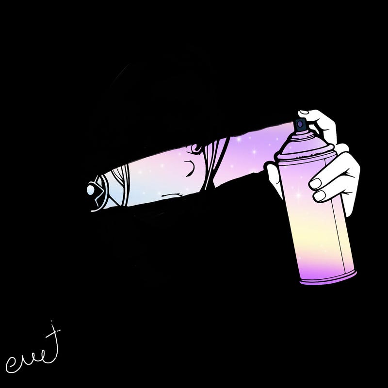 a realistic girl, spray painting