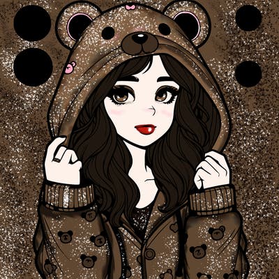 realistic girl in a animal pjs hoodie