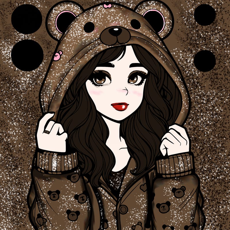 realistic girl in a animal pjs hoodie