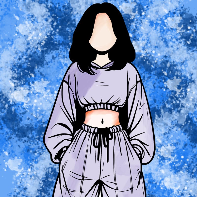 realistic girl faceless with baggy pants and a crop top