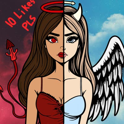 devil vs angel realistic girl