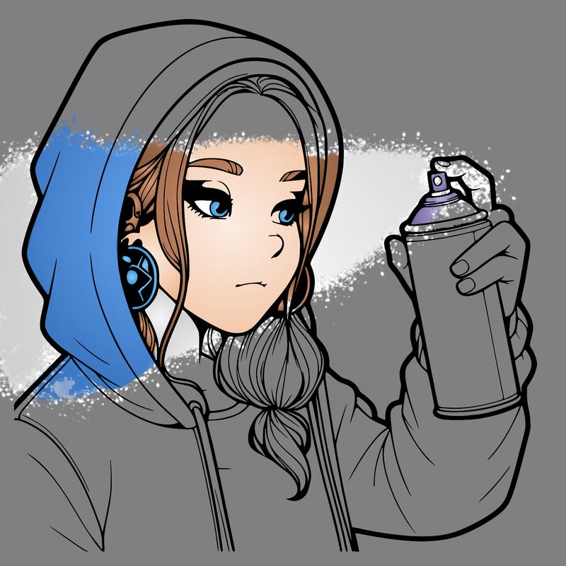 a realistic girl, spray painting