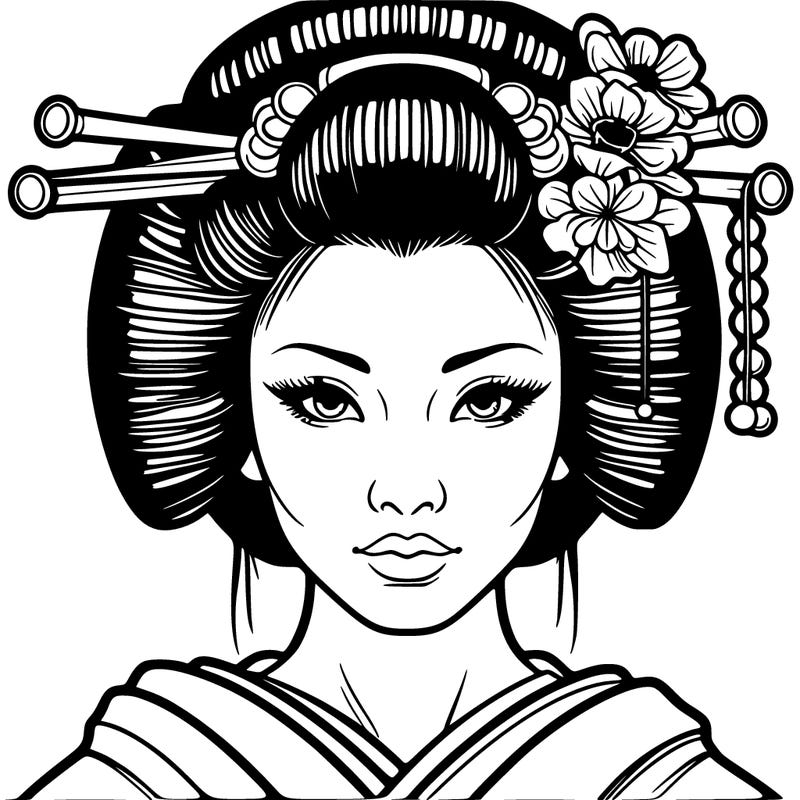 geisha in realistic style