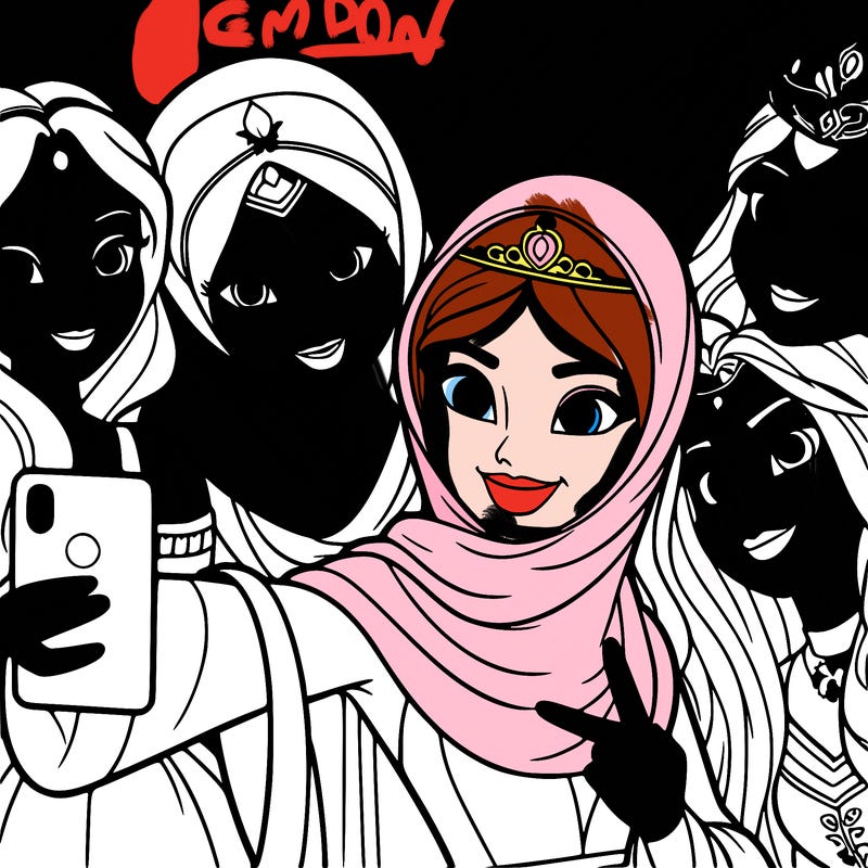 princesses taking a selfie together realistic