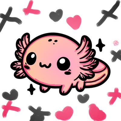 cute easy baby axolotl