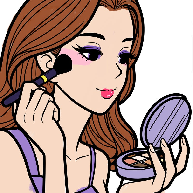 little girl putting on makeup