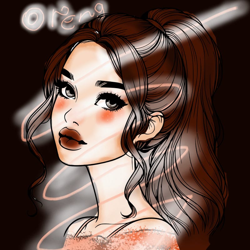 realistic girl with a ponytail on her hair and lips