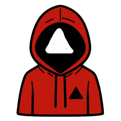 a person with non face waering a hoodie with a small triangle symbol