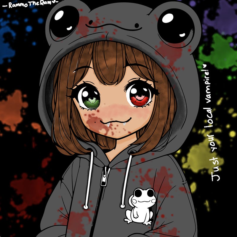 cute realistic girl in a froggy hoodie