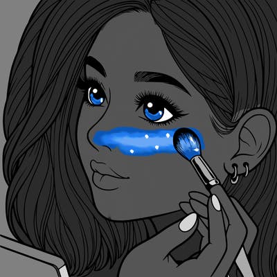 a realistic girl doing her makeup