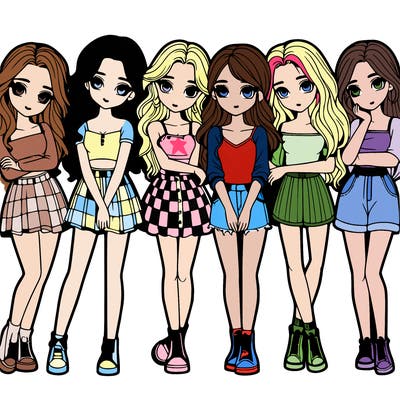 a group of girls realistic