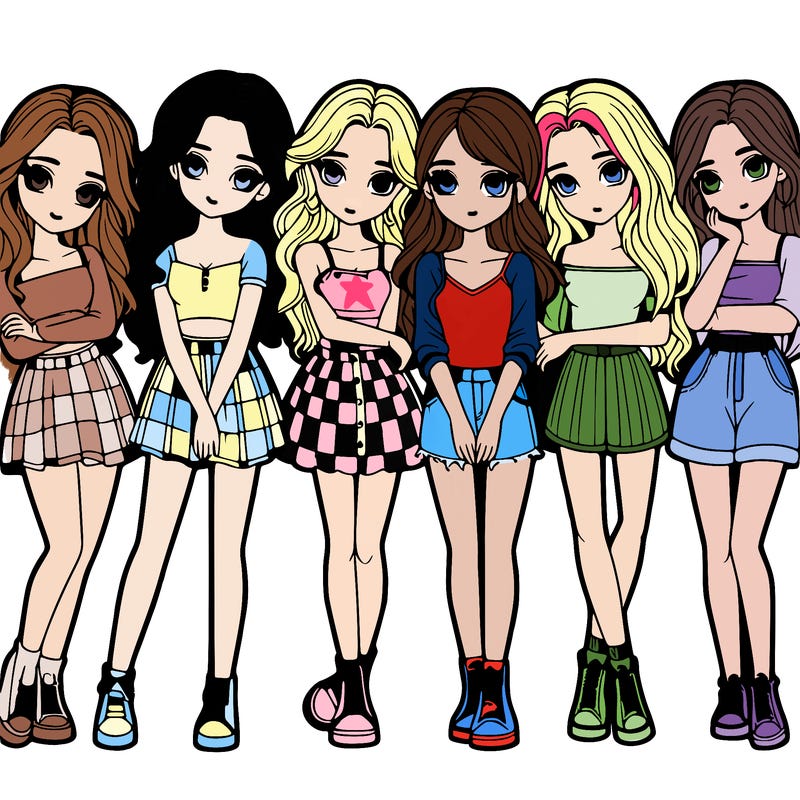 a group of girls realistic