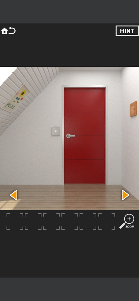 Room Escape [SECRET CODE 4] - A minimalist room featuring a large red door in the puzzle game Room Escape Secret Code 4.