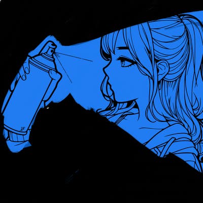 a realistic girl spray, painting