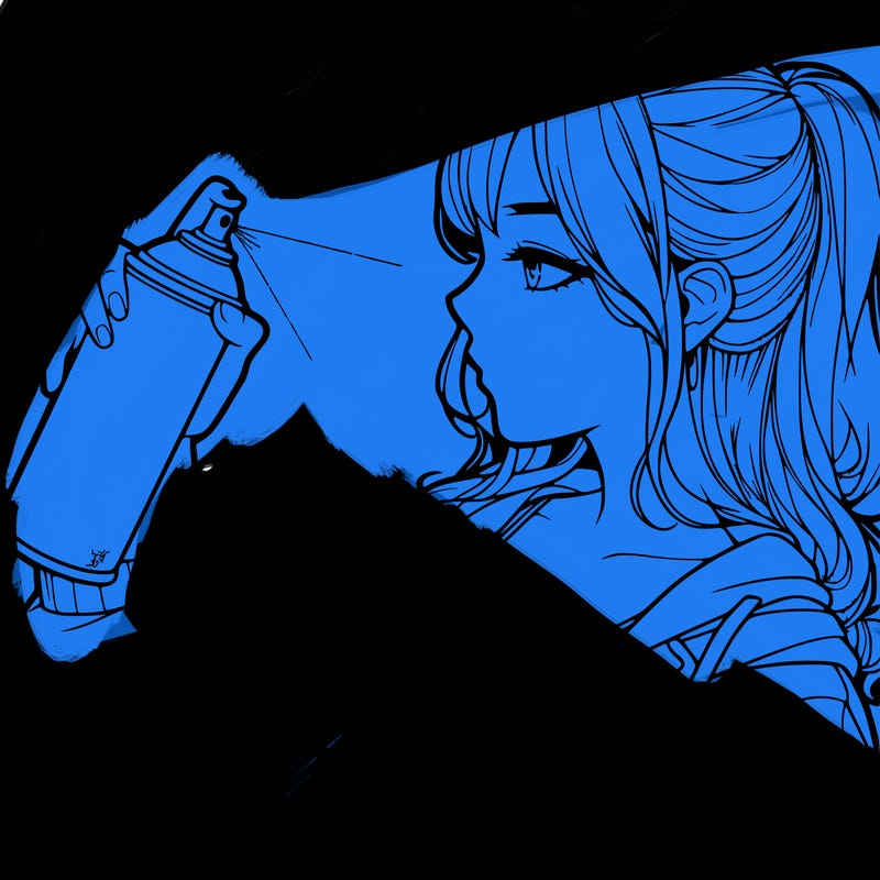 a realistic girl spray, painting