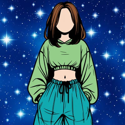 realistic girl faceless with baggy pants and a crop top