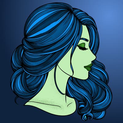 realistic woman's head & hair