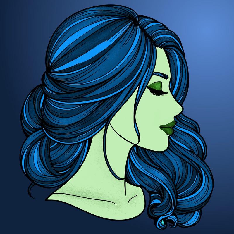realistic woman's head & hair