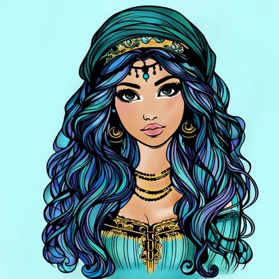 realistic beautiful mysterious gypsy girl