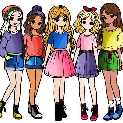 a group of five girls