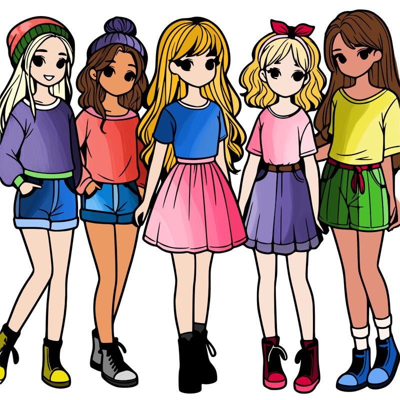 a group of five girls