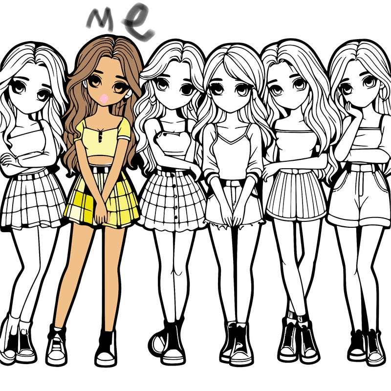 a group of girls realistic