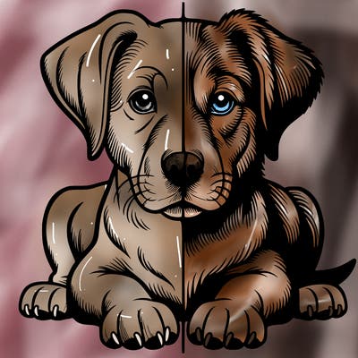 realistic dog split picture