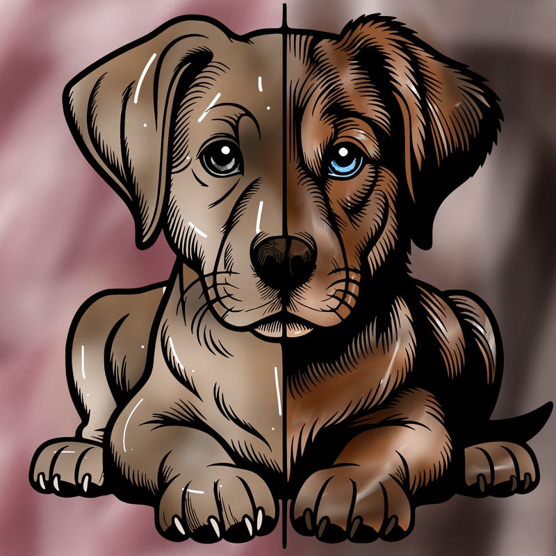 realistic dog split picture