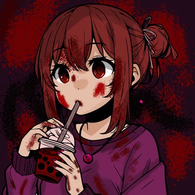manga character drinking boba