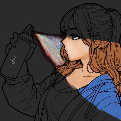 a realistic girl spray, painting