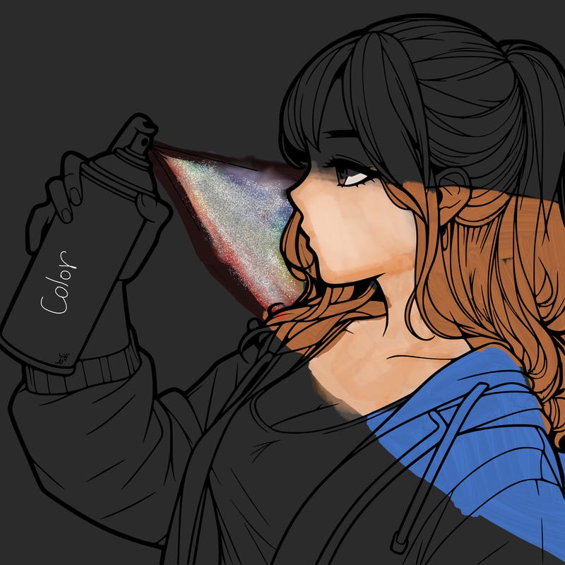 a realistic girl spray, painting