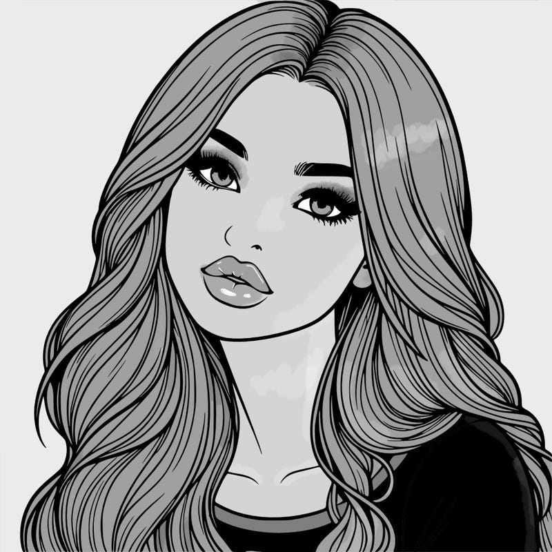 realistic girl with hair on her hair and lips