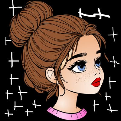 realistic girl with bun