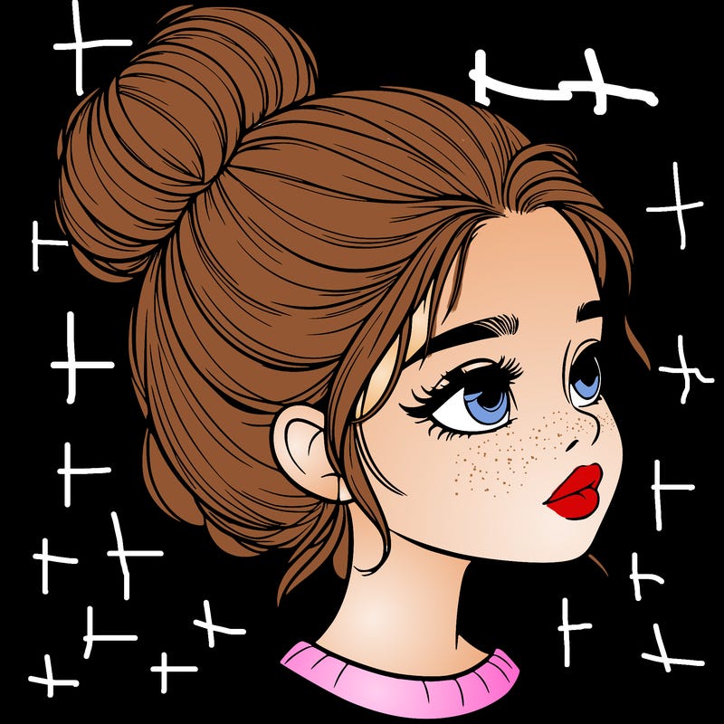 realistic girl with bun