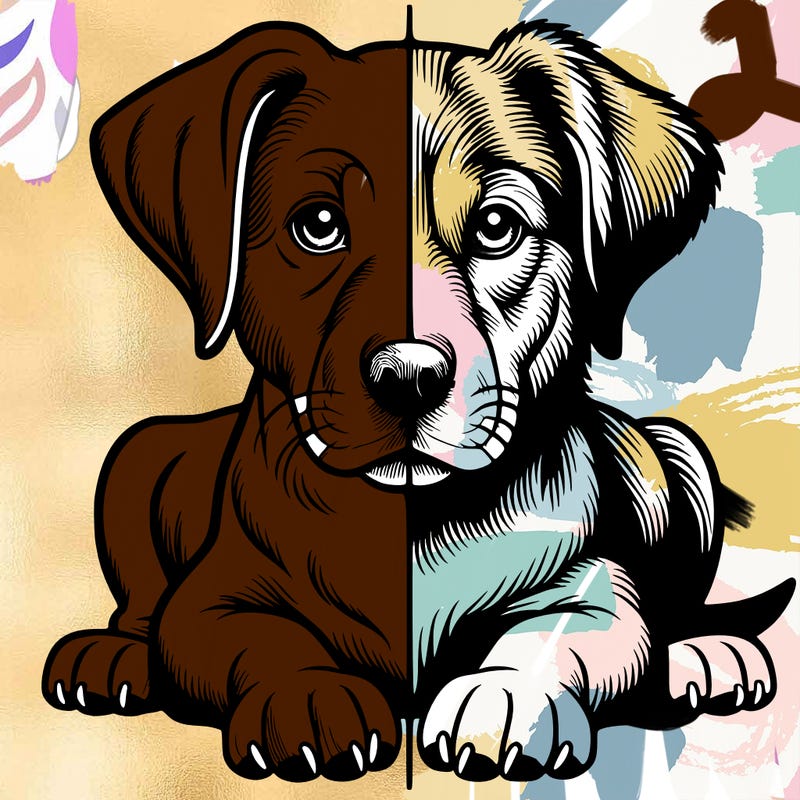 realistic dog split picture