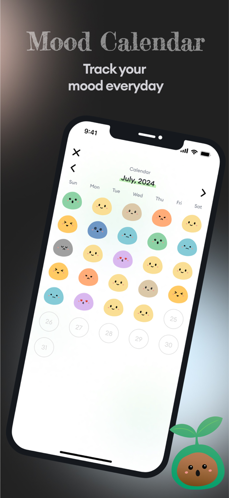 Livia: Emotional Best Friends - Livia app mood calendar featuring daily emotional tracking icons.