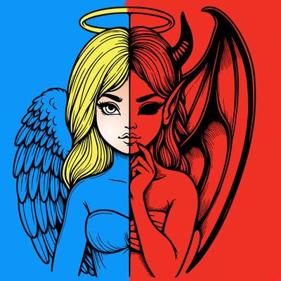 realistic angel half demon