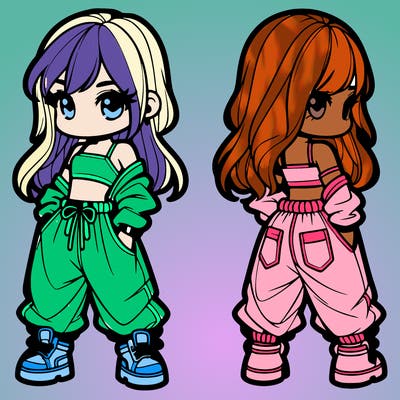 girl in crop top and baggy pants