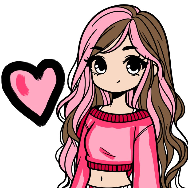 girl with long hair and a crop top with a sweater